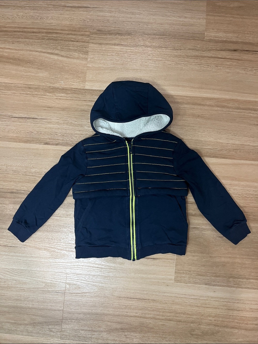 Tommy Bahama Kids Navy Striped Full Zip Sherpa Fleece Hoodie Jacket Size, 3T